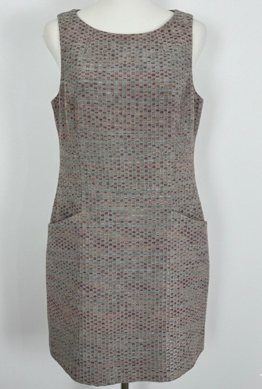Brooks Brothers Tweed Sheath Dress Wool Blend Metallic Mod Tailored Womens 14
